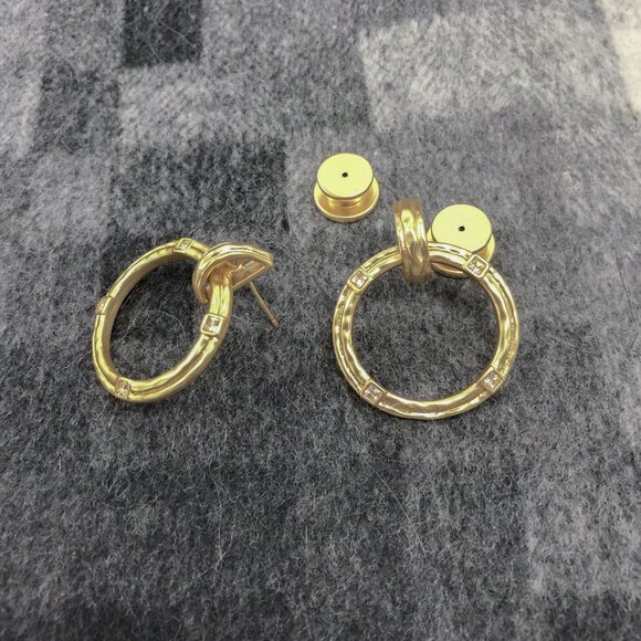 Authentic Julie Vos Astor Doorknocker 24K gold plate Hoop Earrings - Picture 2 of 4